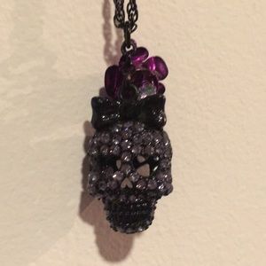 Betsey Johnson Purple and Black Skull Necklace